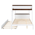 Full Over Full Bunk Bed With Twin Size Trundle, Storage And Desk, White Walnut White Walnut Solid Wood