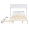 Full Over Full Bunk Bed With Twin Size Trundle, Storage And Desk, White White Solid Wood