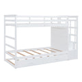 Twin Over Twin Bunk Bed With Trundle And Staircase,White Old Sku:Lt000068Aak White Solid Wood