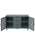 2 Door 3 Drawer Cabinet, American Furniture, Suitable For Bedroom, Living Room, Study Dark Green Particle Board