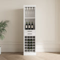 Brown Walnut Color Modular Wine Bar Cabinet With Storage Shelves With Hutch For Dining Room White Mdf