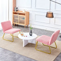 Modern Minimalist Pink Plush Fabric Single Person Sofa Chair With Golden Metal Legs. Suitable For Living Room, Bedroom, Club, Comfortable Cushioned Single Person Leisure Sofa Pink Plush