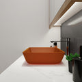 Tempered Glass Matte Bathroom Vessel Sink, Rectangle Bathroom Basin Tempered Glass Matt Tea Brown Bathroom Modern Glass