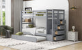 Twin Over Twin Bunk Bed With Trundle And Staircase,Gray Old Sku:Lt000068Aae Gray Solid Wood