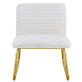 One White Minimalist Armless Sofa Chair With Plush Cushion And Backrest Paired With Golden Metal Legs, Suitable For Offices, Restaurants, Kitchens, Bedrooms White Metal