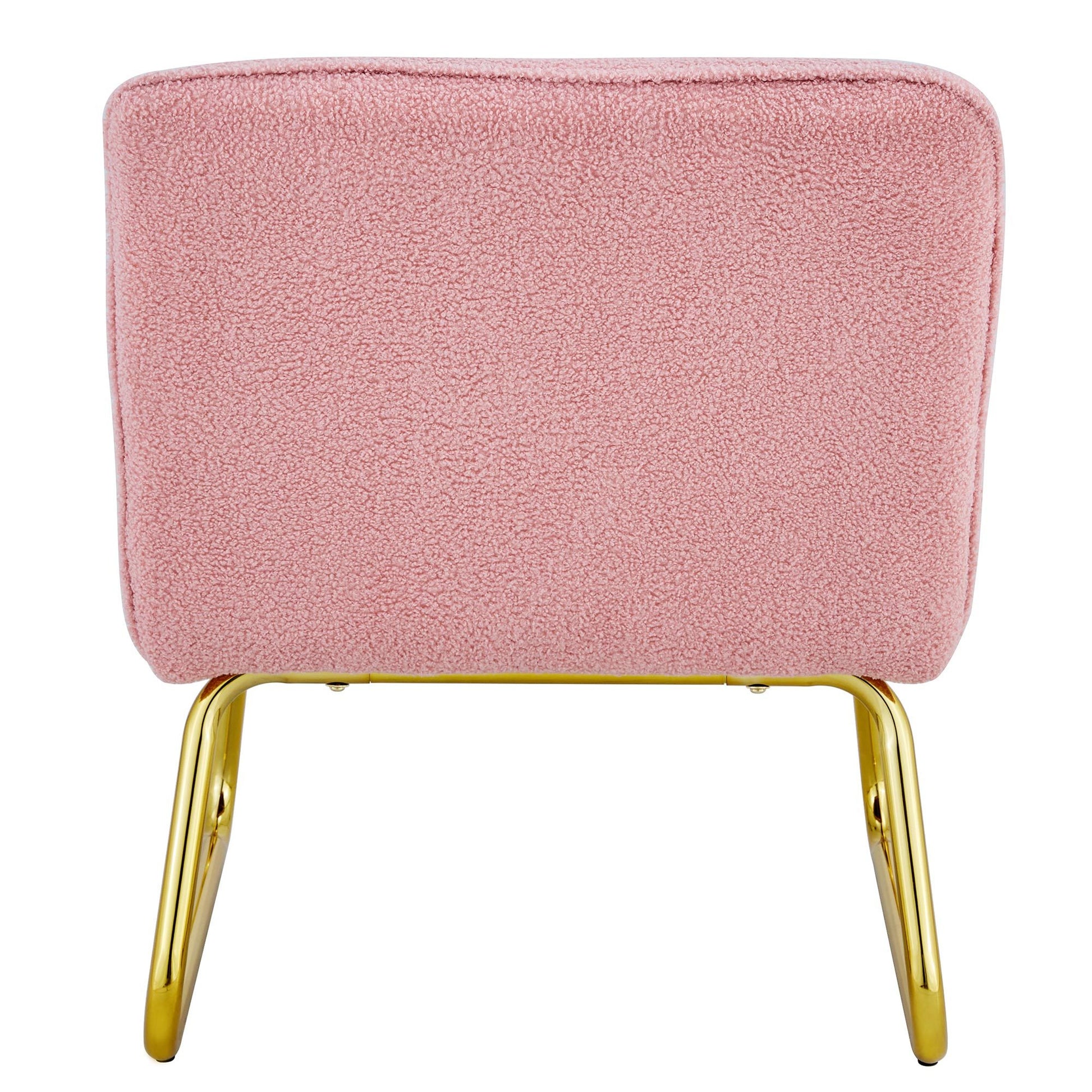 Modern Minimalist Pink Plush Fabric Single Person Sofa Chair With Golden Metal Legs. Suitable For Living Room, Bedroom, Club, Comfortable Cushioned Single Person Leisure Sofa Pink Plush