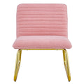 Modern Minimalist Pink Plush Fabric Single Person Sofa Chair With Golden Metal Legs. Suitable For Living Room, Bedroom, Club, Comfortable Cushioned Single Person Leisure Sofa Pink Plush