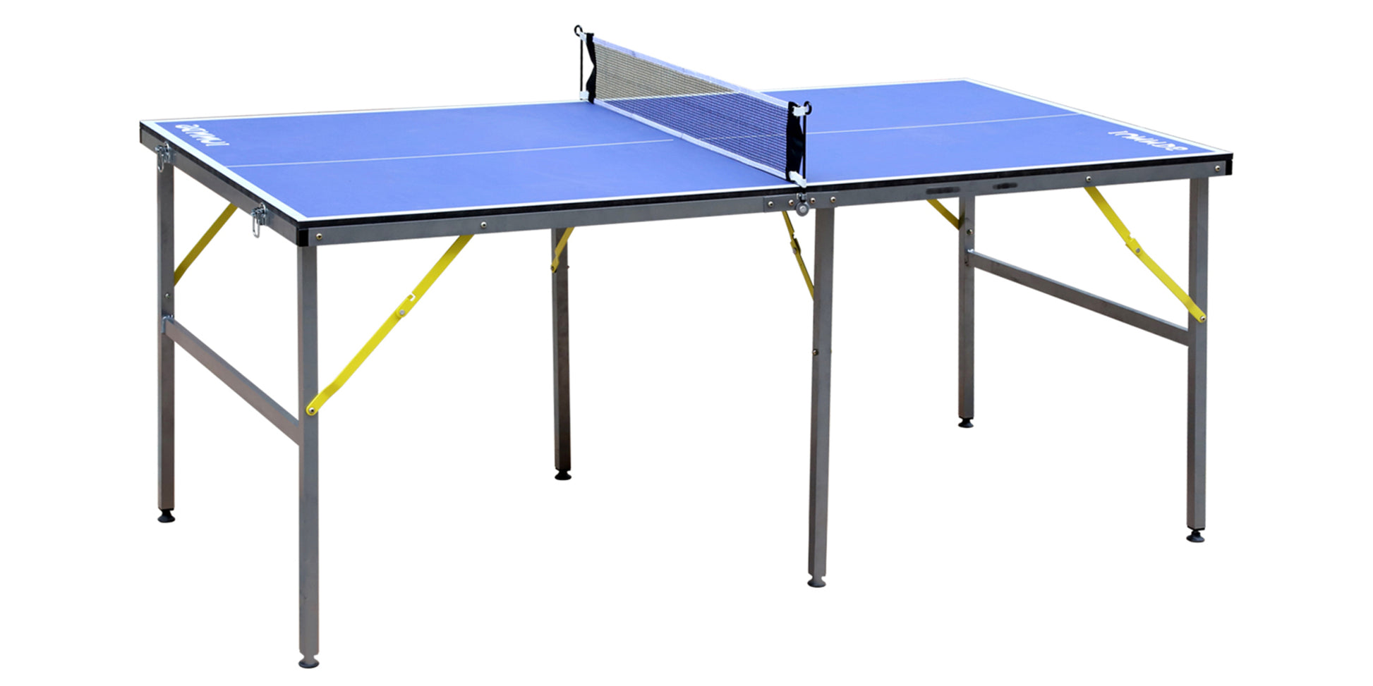 6Ft Mid Size Table Tennis Table Foldable & Portable Ping Pong Table Set For Indoor & Outdoor Games With Net, 2 Table Tennis Paddles And 3 Balls Blue Mdf