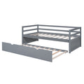 Twin Size Wood Daybed With Twin Size Trundle, Gray Box Spring Not Required Twin Gray Wood Solid Wood Mdf