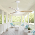 48 Inch Solid Wood Ceiling Fan With Dimmable Light 6 Speed Reversible Dc Motor White Metal & Wood