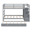 Twin Over Twin Bunk Bed With Trundle And Staircase,Gray Old Sku:Lt000068Aae Gray Solid Wood