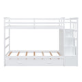 Twin Over Twin Bunk Bed With Trundle And Staircase,White Old Sku:Lt000068Aak White Solid Wood