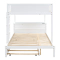 Full Over Full Bunk Bed With Twin Size Trundle, Storage And Desk, White White Solid Wood