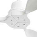 52 Inch Wood Blade Low Profile Ceiling Fan With 6 Speed Remote Control For Patio Living Room White Metal & Wood