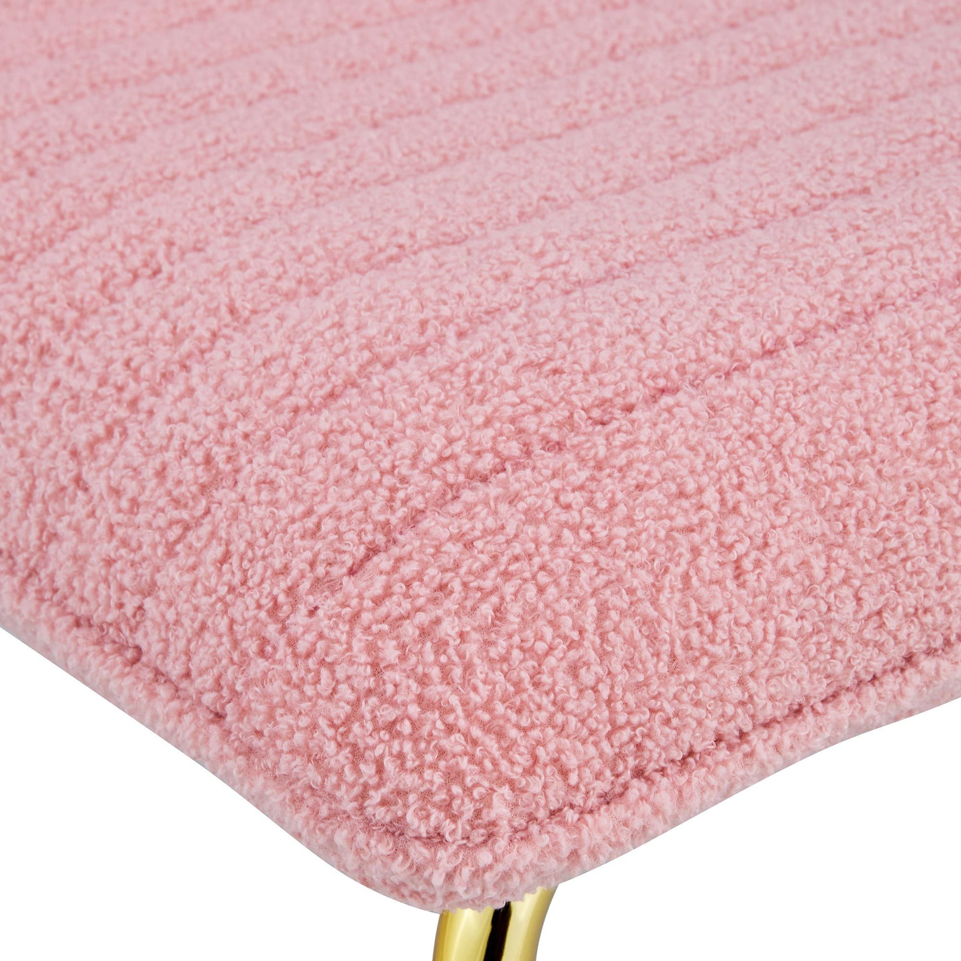 Modern Minimalist Pink Plush Fabric Single Person Sofa Chair With Golden Metal Legs. Suitable For Living Room, Bedroom, Club, Comfortable Cushioned Single Person Leisure Sofa Pink Plush