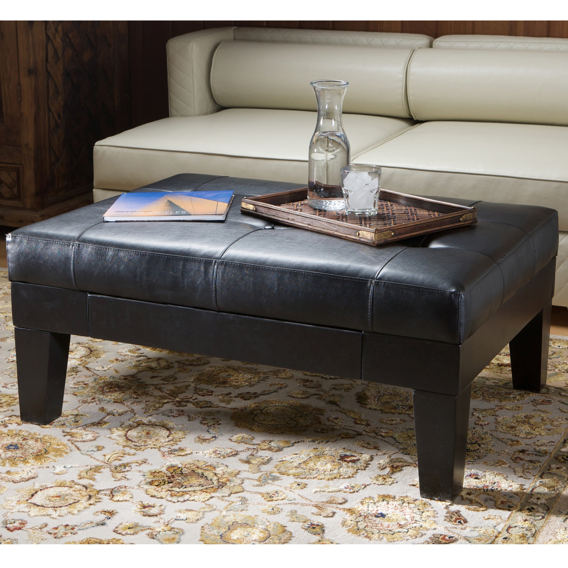 Chatham Ottoman With Drawer Black Pu