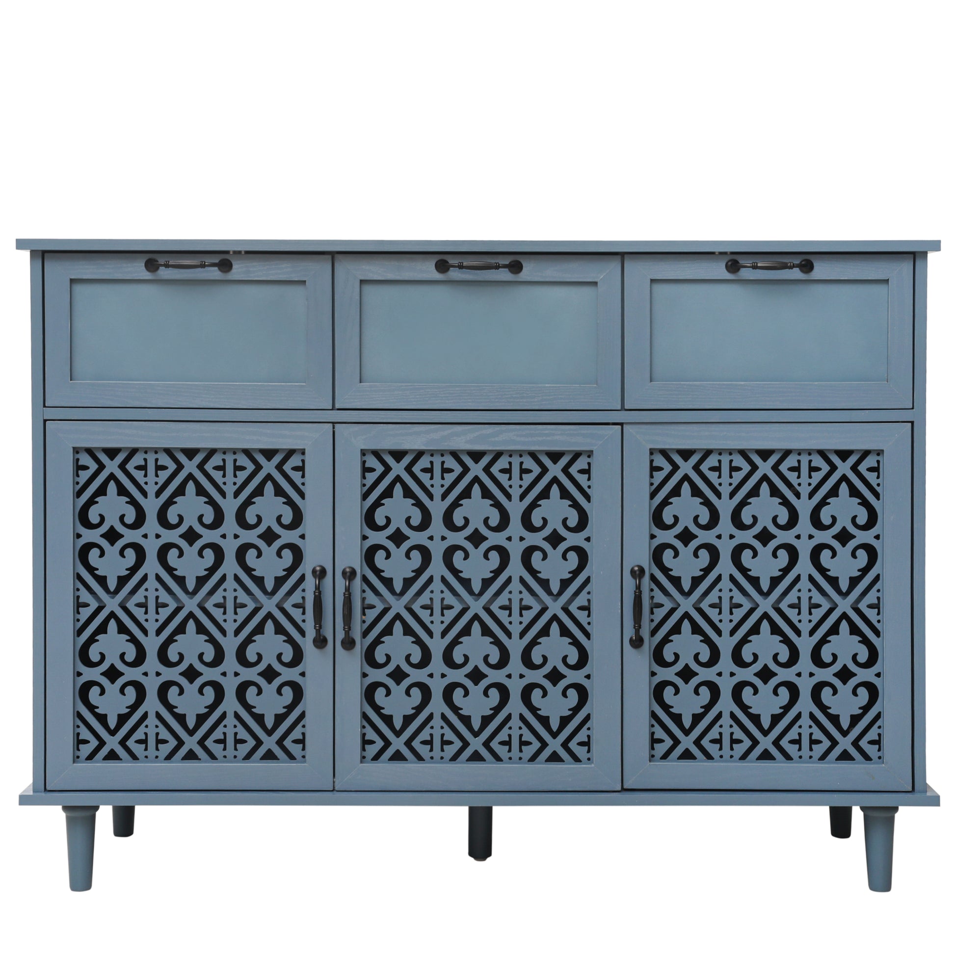 3 Door 3 Drawer Cabinet, American Furniture, Suitable For Bedroom, Living Room, Study Blue Particle Board