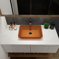 Tempered Glass Matte Bathroom Vessel Sink, Rectangle Bathroom Basin Tempered Glass Matt Tea Brown Bathroom Modern Glass