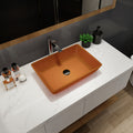 Tempered Glass Matte Bathroom Vessel Sink, Rectangle Bathroom Basin Tempered Glass Matt Tea Brown Bathroom Modern Glass