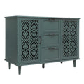 2 Door 3 Drawer Cabinet, American Furniture, Suitable For Bedroom, Living Room, Study Dark Green Particle Board