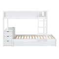 Twin Over Twin Bunk Bed With Twin Size Trundle, Storage And Desk, White White Solid Wood