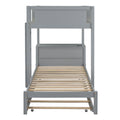 Twin Over Twin Bunk Bed With Twin Size Trundle, Storage And Desk, Gray Gray Solid Wood