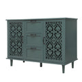 2 Door 3 Drawer Cabinet, American Furniture, Suitable For Bedroom, Living Room, Study Dark Green Particle Board