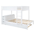 Full Over Full Bunk Bed With Twin Size Trundle, Storage And Desk, White White Solid Wood