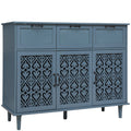 3 Door 3 Drawer Cabinet, American Furniture, Suitable For Bedroom, Living Room, Study Blue Particle Board