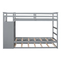 Twin Over Twin Bunk Bed With Trundle And Staircase,Gray Old Sku:Lt000068Aae Gray Solid Wood