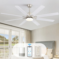 66 Inch Low Profile Ceiling Fan With Dimmable Lights And Smart Remote Control 6 Speed Reversible Noiseless Dc Motor For Indoor Brushed Nickel Abs