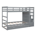 Twin Over Twin Bunk Bed With Trundle And Staircase,Gray Old Sku:Lt000068Aae Gray Solid Wood