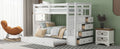 Twin Over Twin Bunk Bed With Trundle And Staircase,White Old Sku:Lt000068Aak White Solid Wood