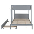 Full Over Full Bunk Bed With Twin Size Trundle, Storage And Desk, Gray Gray Solid Wood