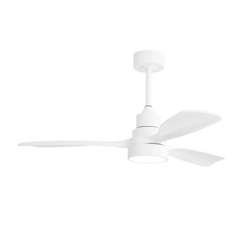 48 Inch Solid Wood Ceiling Fan With Dimmable Light 6 Speed Reversible Dc Motor White Metal & Wood