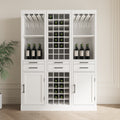 2.Brown Walnut Color Modular 32 Wine Bar Cabinet Buffet Cabinet White Mdf