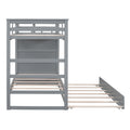 Twin Over Twin Bunk Bed With Trundle And Staircase,Gray Old Sku:Lt000068Aae Gray Solid Wood