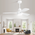 48 Inch Solid Wood Ceiling Fan With Dimmable Light 6 Speed Reversible Dc Motor White Metal & Wood