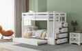 Twin Over Twin Bunk Bed With Trundle And Staircase,White Old Sku:Lt000068Aak White Solid Wood