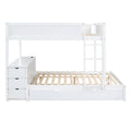 Full Over Full Bunk Bed With Twin Size Trundle, Storage And Desk, White White Solid Wood