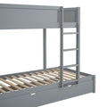 Twin Over Twin Bunk Bed With Twin Size Trundle, Storage And Desk, Gray Gray Solid Wood