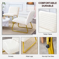 One White Minimalist Armless Sofa Chair With Plush Cushion And Backrest Paired With Golden Metal Legs, Suitable For Offices, Restaurants, Kitchens, Bedrooms White Metal