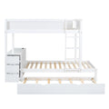 Twin Over Twin Bunk Bed With Twin Size Trundle, Storage And Desk, White White Solid Wood