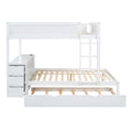 Full Over Full Bunk Bed With Twin Size Trundle, Storage And Desk, White White Solid Wood