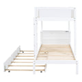 Twin Over Twin Bunk Bed With Twin Size Trundle, Storage And Desk, White White Solid Wood