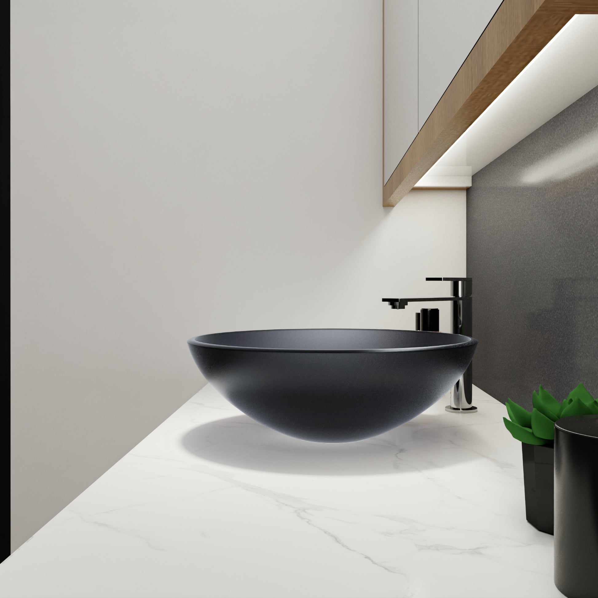 Tempered Glass Matte Bathroom Vessel Sink, Round Bathroom Basin Tempered Glass Matt Gray Grey Bathroom Modern Glass