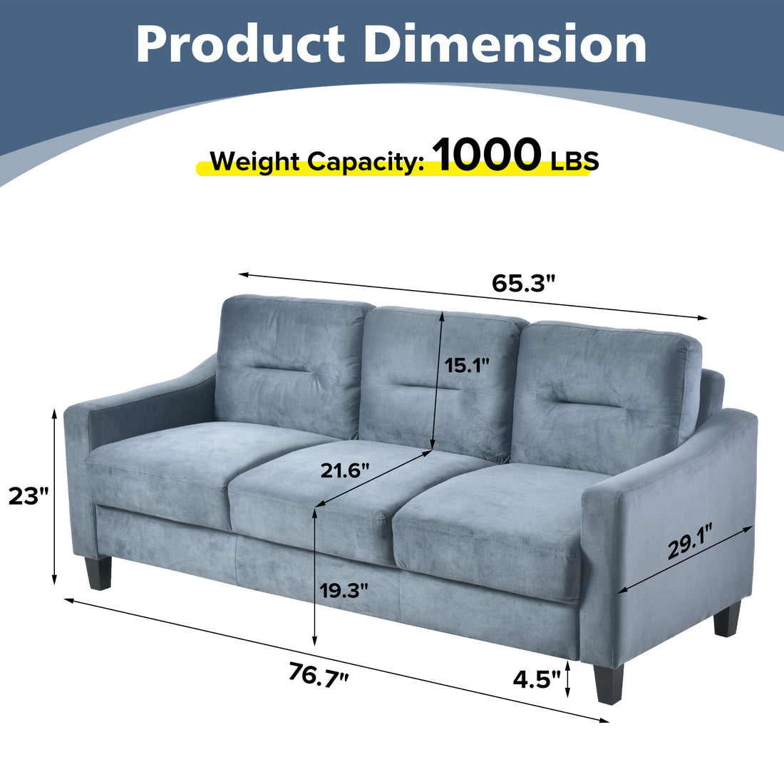 Couch Comfortable Sectional Couches And Sofas For Living Room Bedroom Office Small Space Gray Velvet 3 Seat