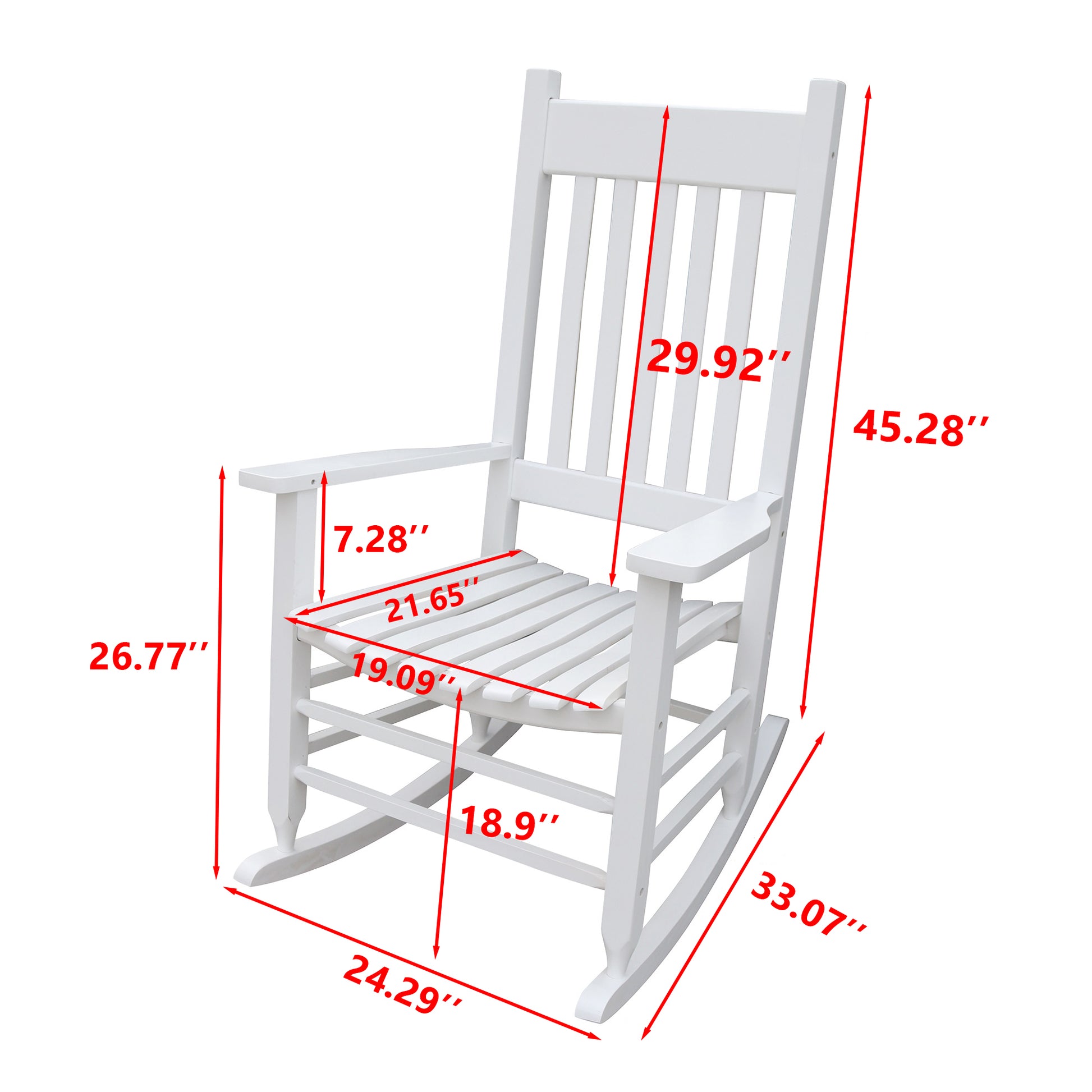 Wooden Porch Rocker Chair White White Solid Wood