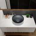 Tempered Glass Matte Bathroom Vessel Sink, Round Bathroom Basin Tempered Glass Matt Gray Grey Bathroom Modern Glass