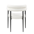Woker Dining Chairs Set Of 2, Mid Century Modern Dining Chairs, Kitchen Dining Room Chairs, Round Boucle Backrest Sherpa Dining Chair With Black Metal Legs Iron White Black Dining Room Foam Round Dining Chairs Foam Metal